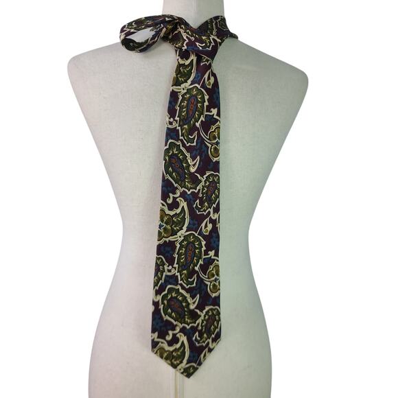 Burberry London Paisley Green Rust Cream Silk Tie - Picture 1 of 3